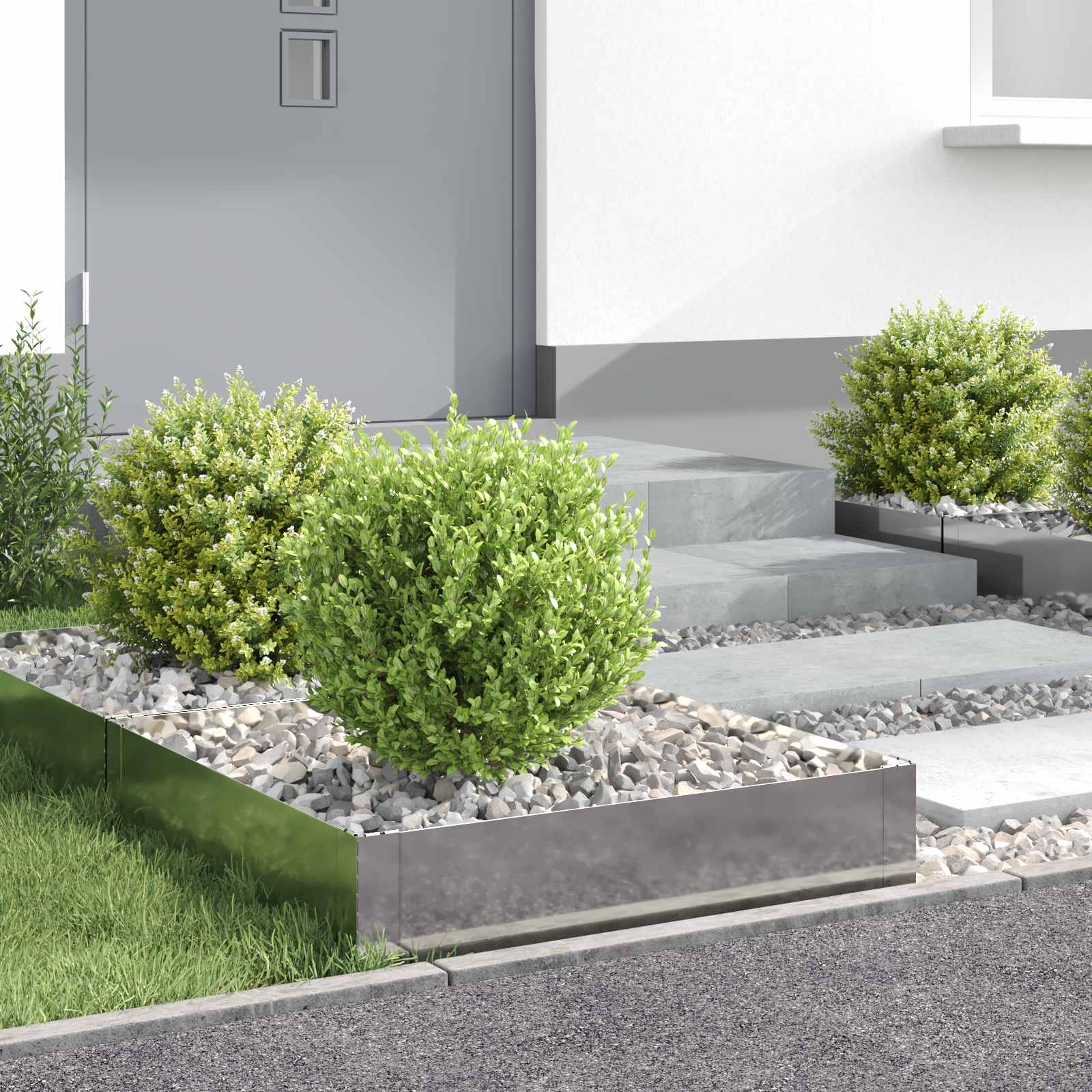 Raseneinfassung 4 stk. 60 x 60 x 20 cm Stahl Silber