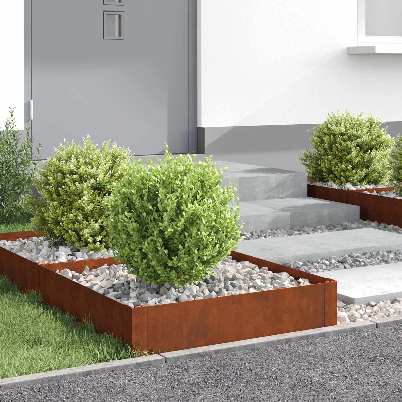 Raseneinfassung 4 stk. 60 x 60 x 20 cm Stahl Rostig