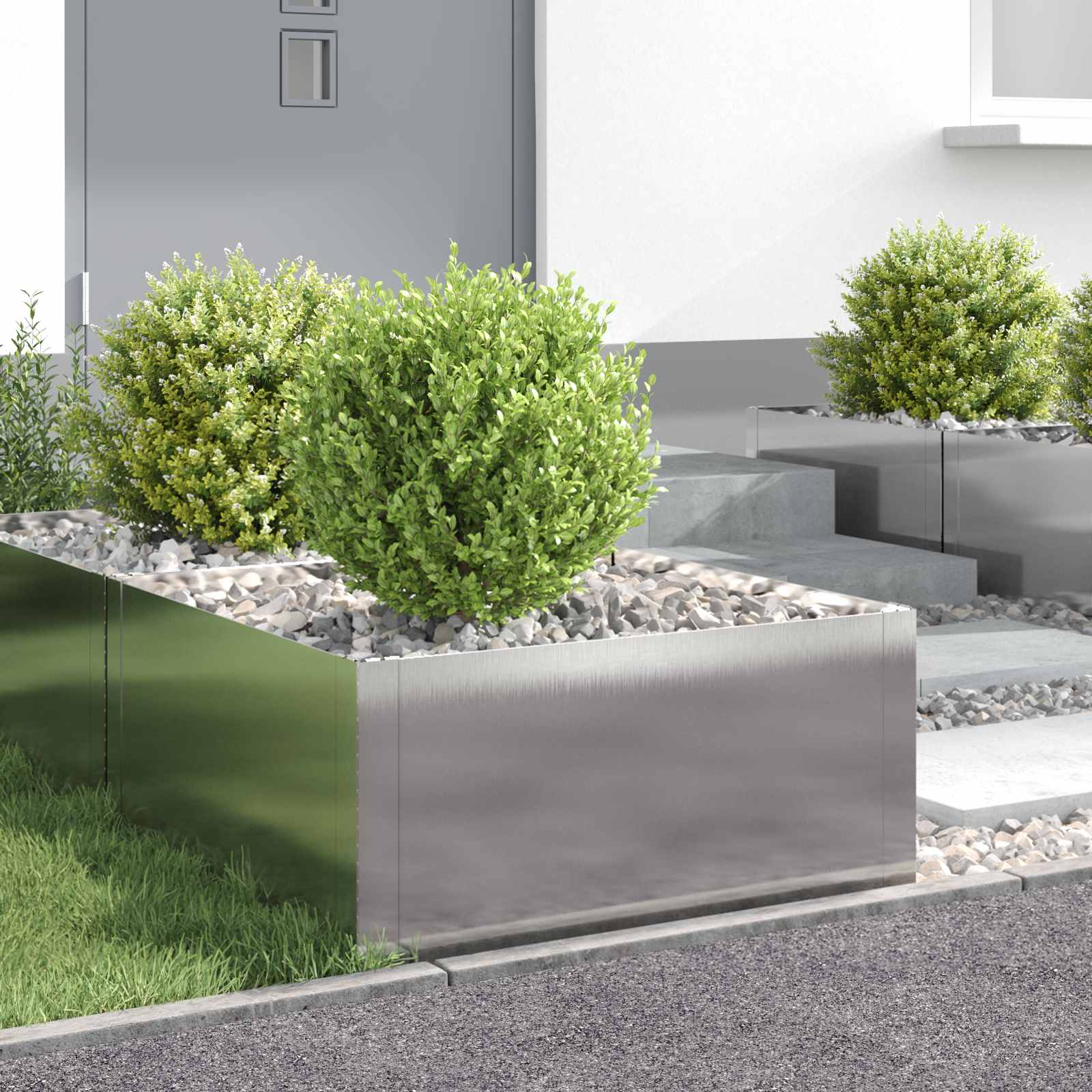 Raseneinfassung 4 stk. 60 x 60 x 35 cm Stahl Silber