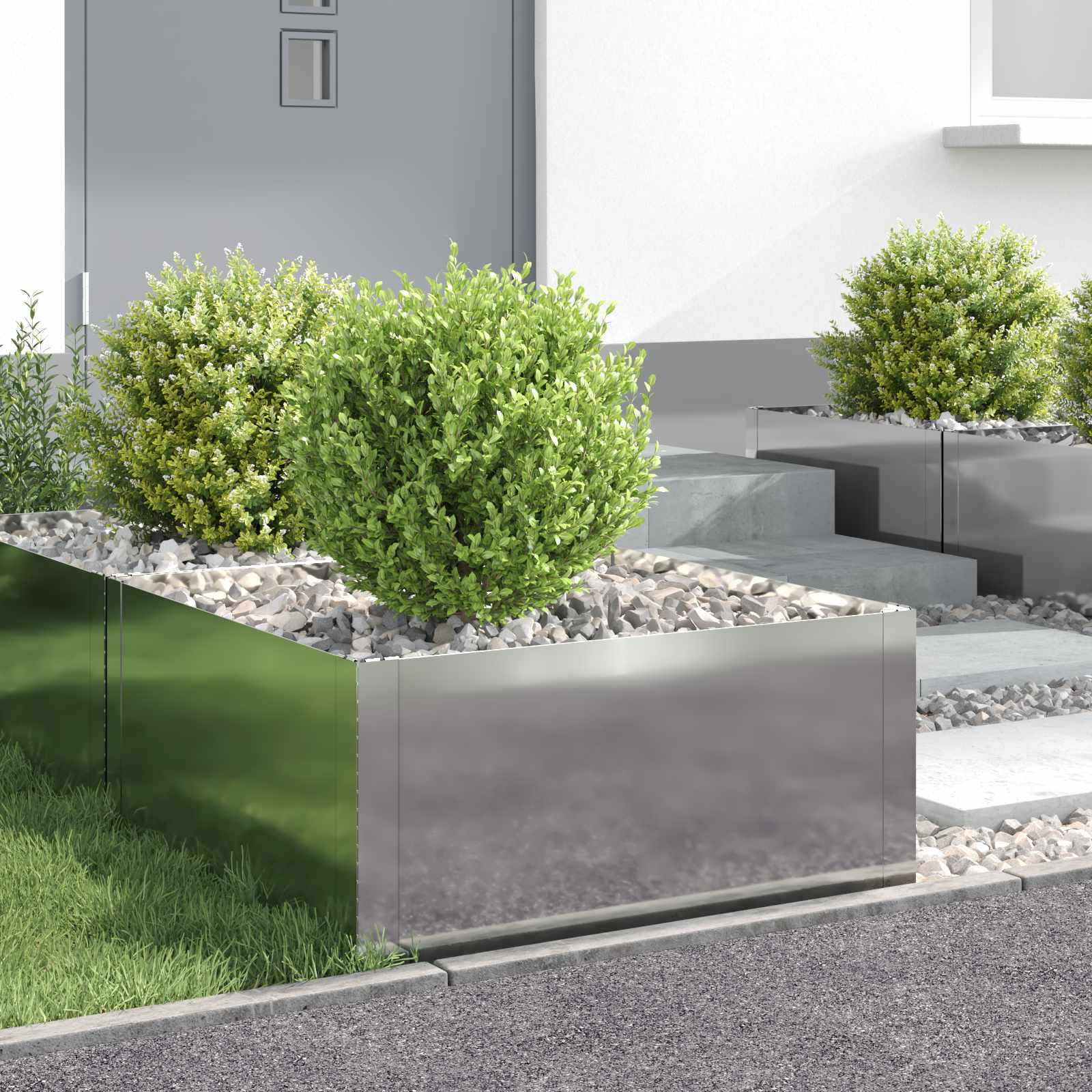 Raseneinfassung 4 stk. 60 x 60 x 35 cm Stahl Silber