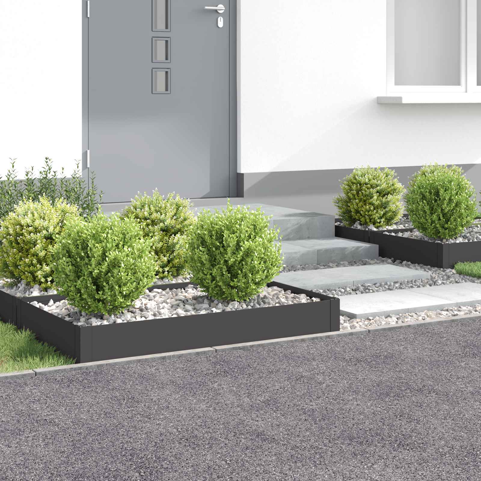 Raseneinfassung 4 stk. 100 x 60 x 20 cm Stahl Schwarz