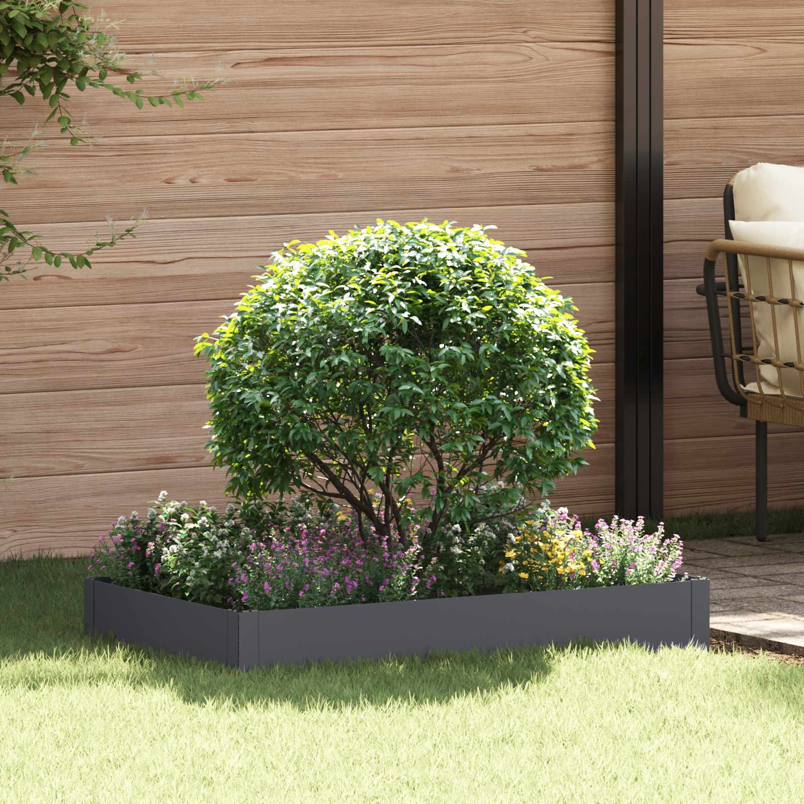 Raseneinfassung 100 x 60 x 20 cm Stahl Anthrazit