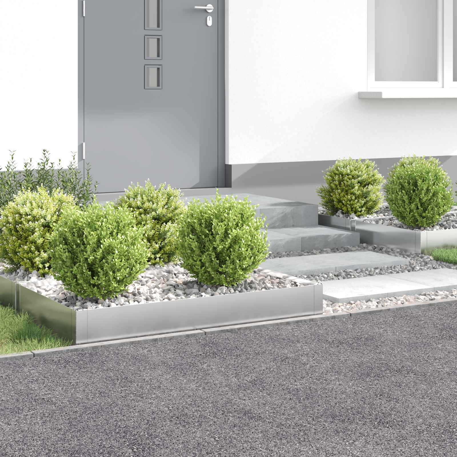 Raseneinfassung 4 stk. 100 x 60 x 20 cm Stahl Silber