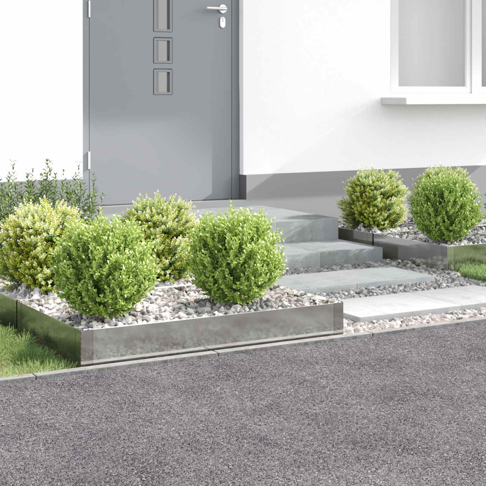 Raseneinfassung 4 stk. 100 x 60 x 20 cm Stahl Silber
