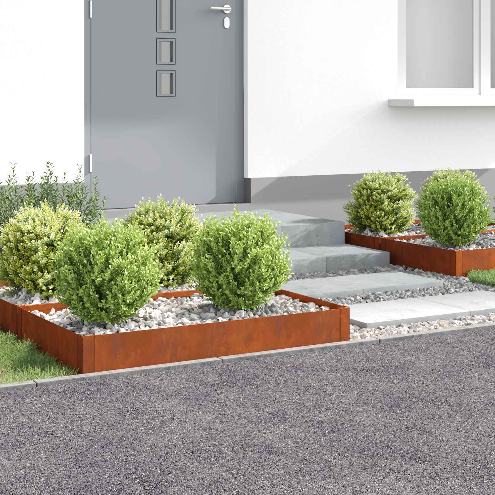 Raseneinfassung 4 stk. 100 x 60 x 20 cm Stahl Rostig