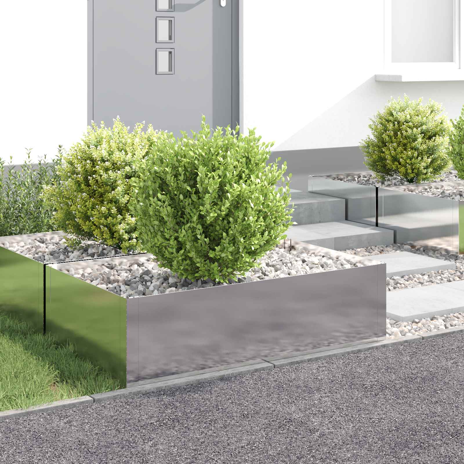 Raseneinfassung 4 stk. 100 x 60 x 35 cm Stahl Silber