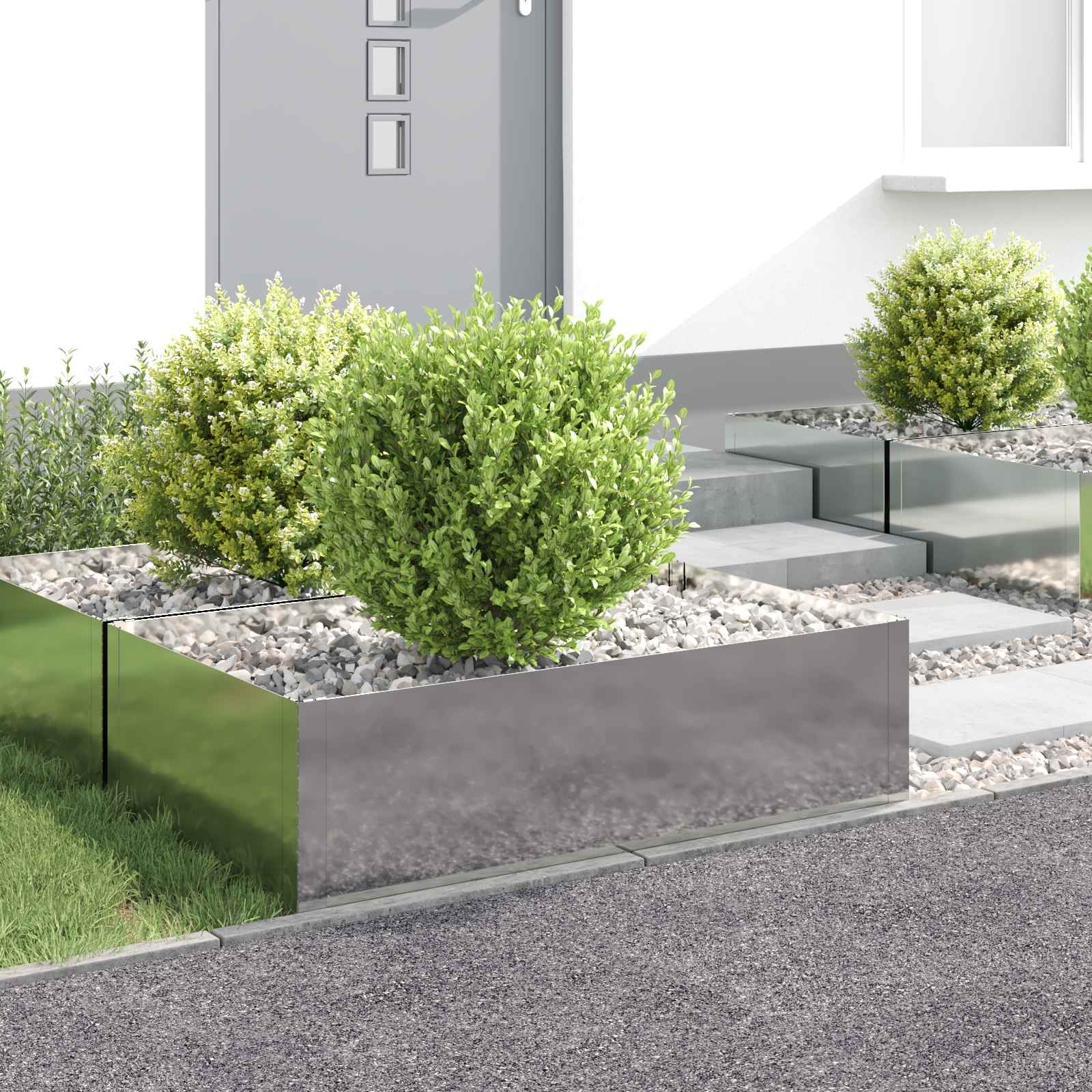 Raseneinfassung 4 stk. 100 x 60 x 35 cm Stahl Silber