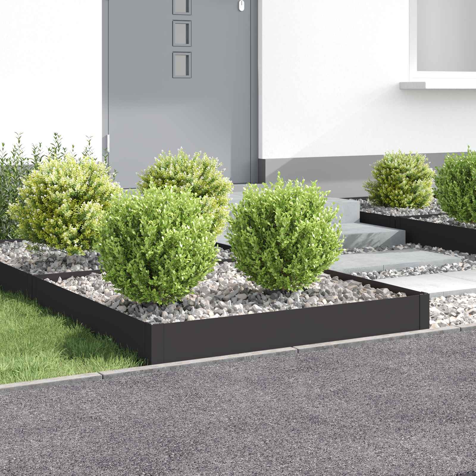 Raseneinfassung 4 stk. 100 x 100 x 20 cm Stahl Schwarz