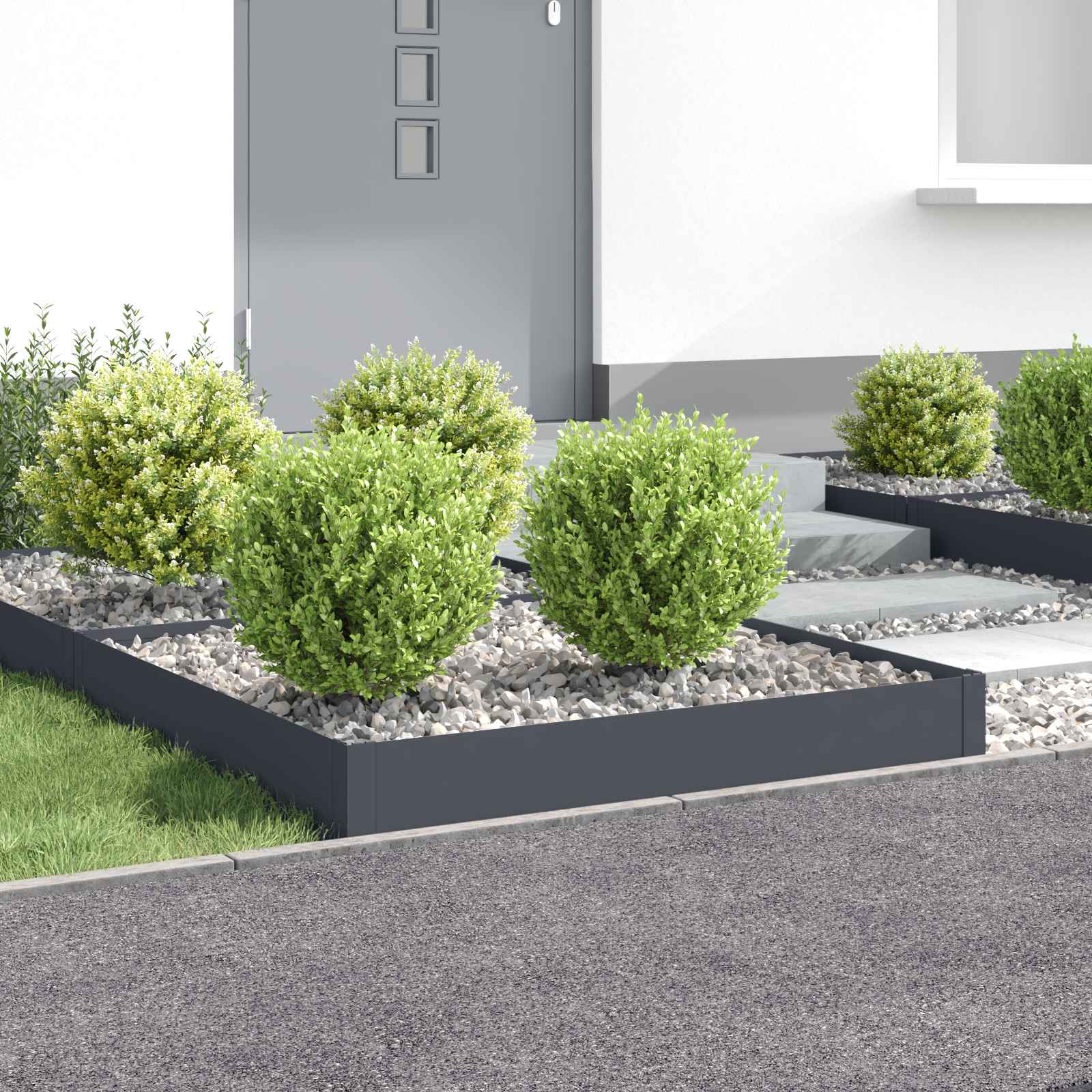 Raseneinfassung 4 stk. 100 x 100 x 20 cm Stahl Anthrazit
