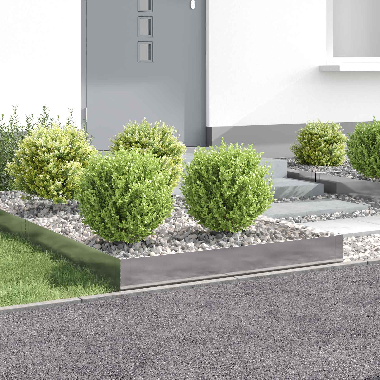 Raseneinfassung 4 stk. 100 x 100 x 20 cm Stahl Silber
