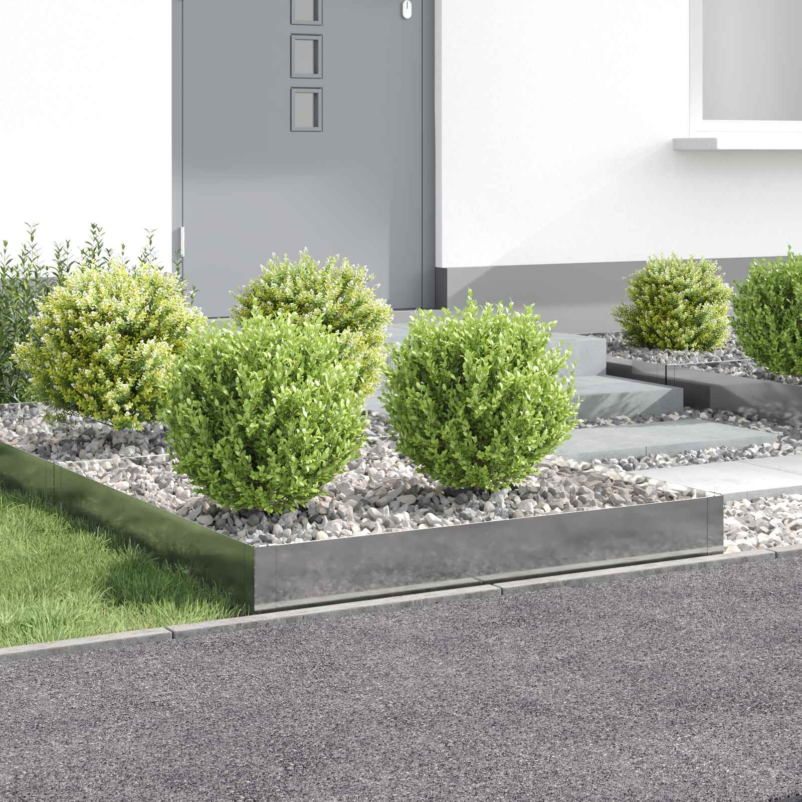 Raseneinfassung 4 stk. 100 x 100 x 20 cm Stahl Silber