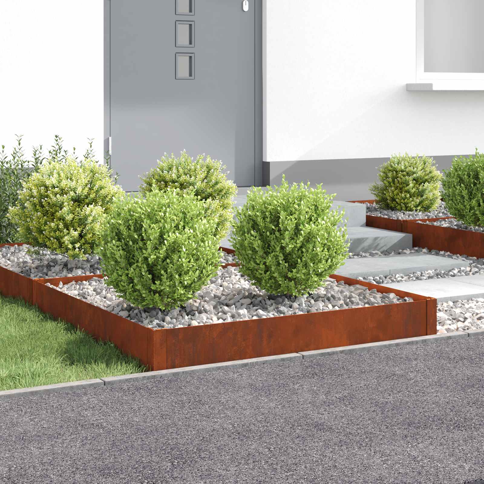 Raseneinfassung 4 stk. 100 x 100 x 20 cm Stahl Rostig