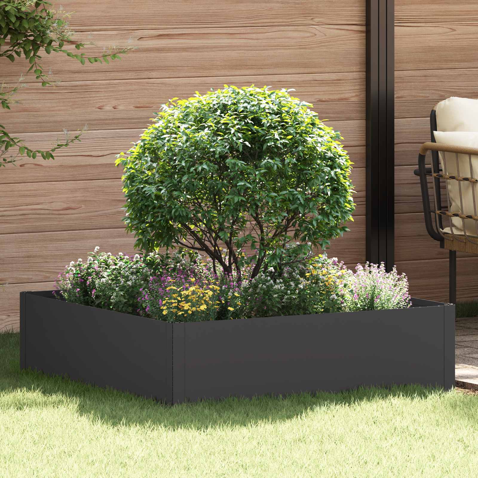 Raseneinfassung 100 x 100 x 35 cm Stahl Schwarz