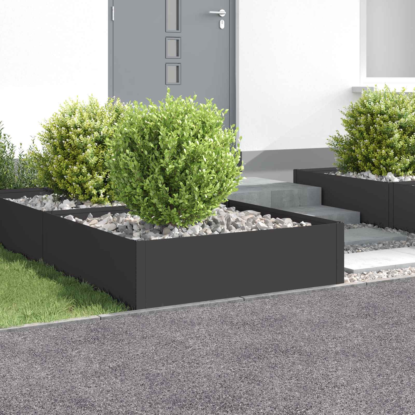 Raseneinfassung 4 stk. 100 x 100 x 35 cm Stahl Schwarz