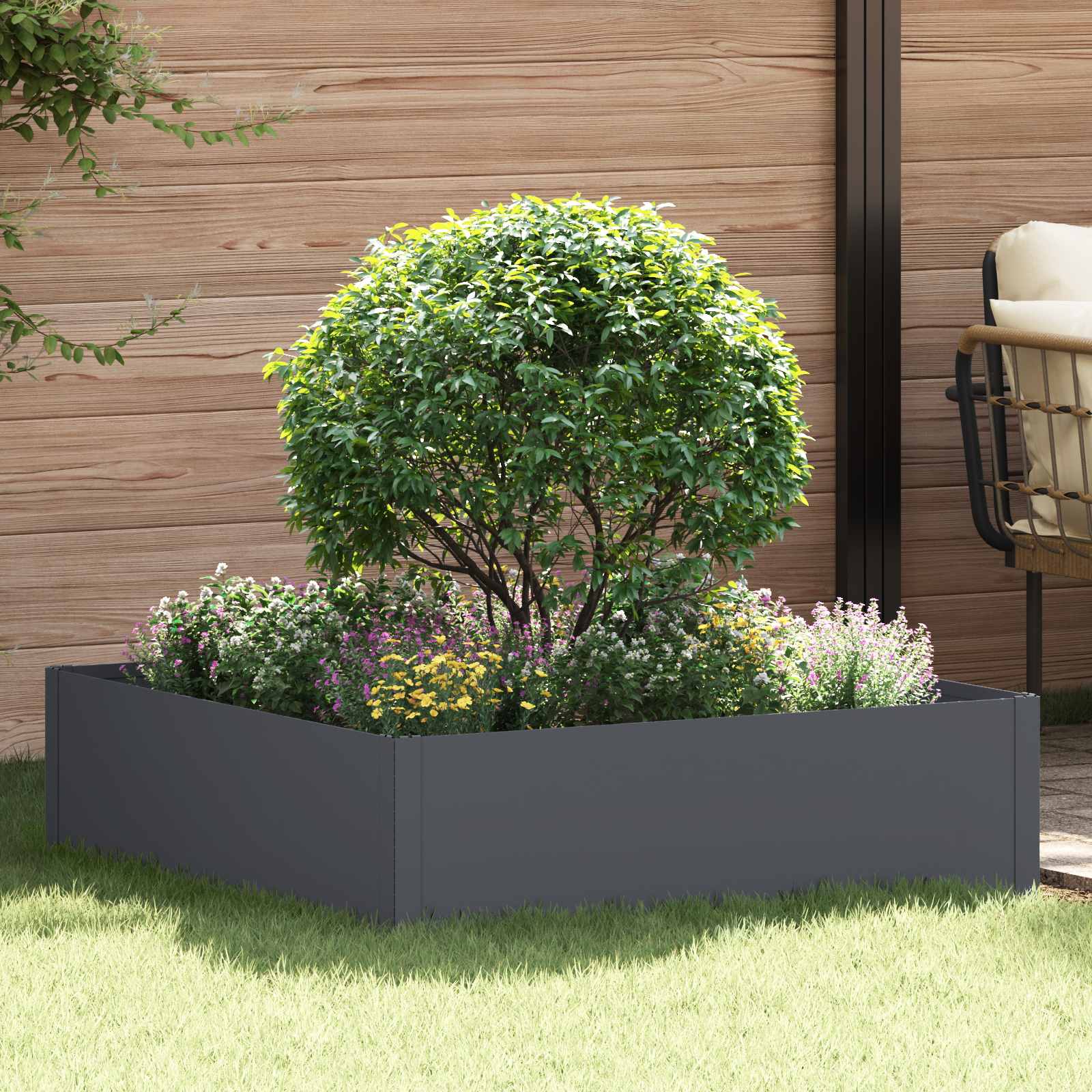 Raseneinfassung 100 x 100 x 35 cm Stahl Anthrazit