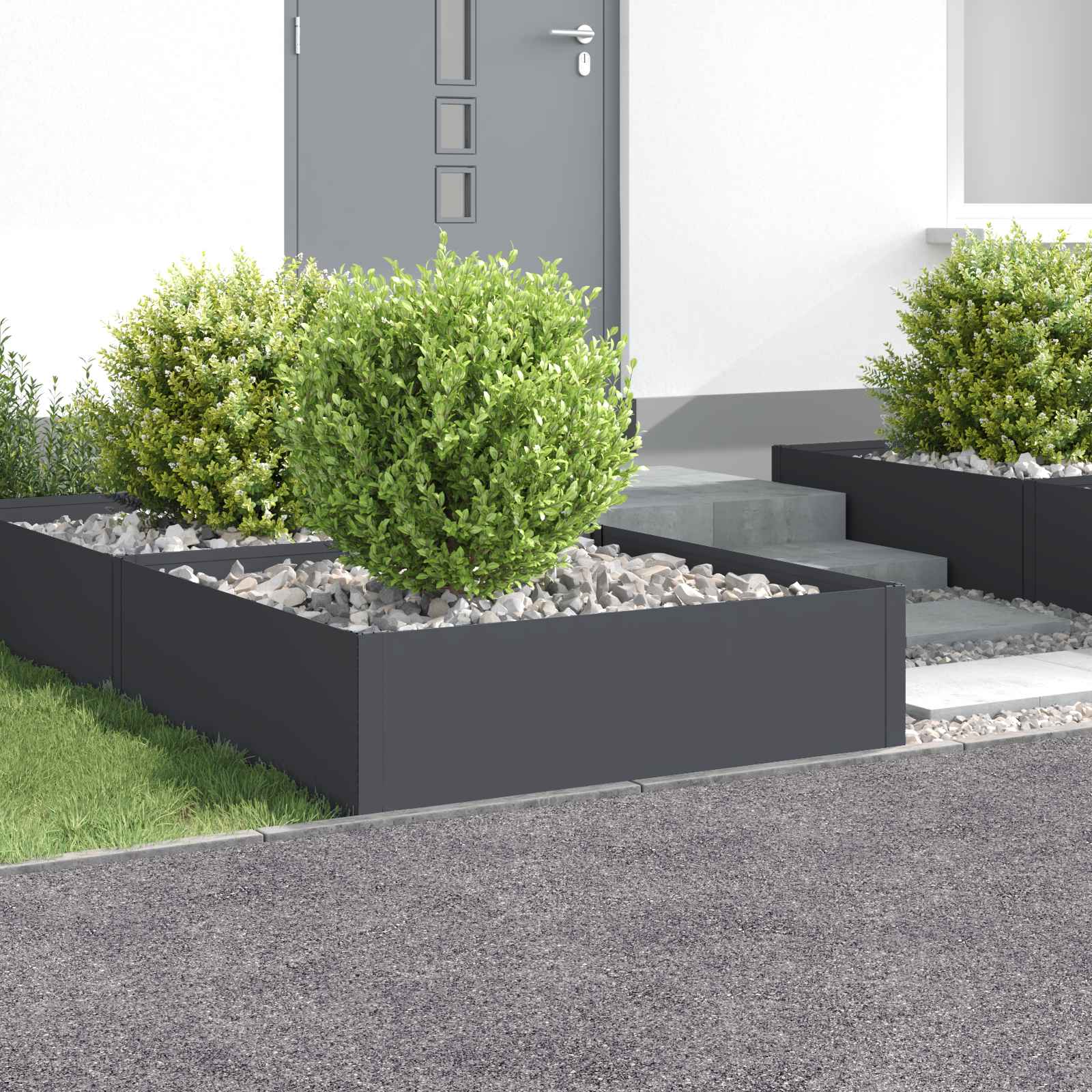 Raseneinfassung 4 stk. 100 x 100 x 35 cm Stahl Anthrazit