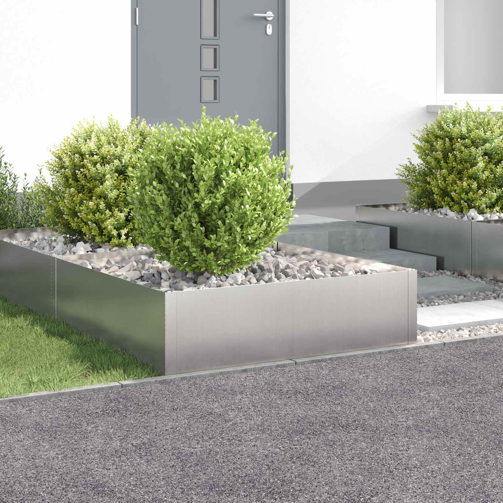 Raseneinfassung 4 stk. 100 x 100 x 35 cm Stahl Silber