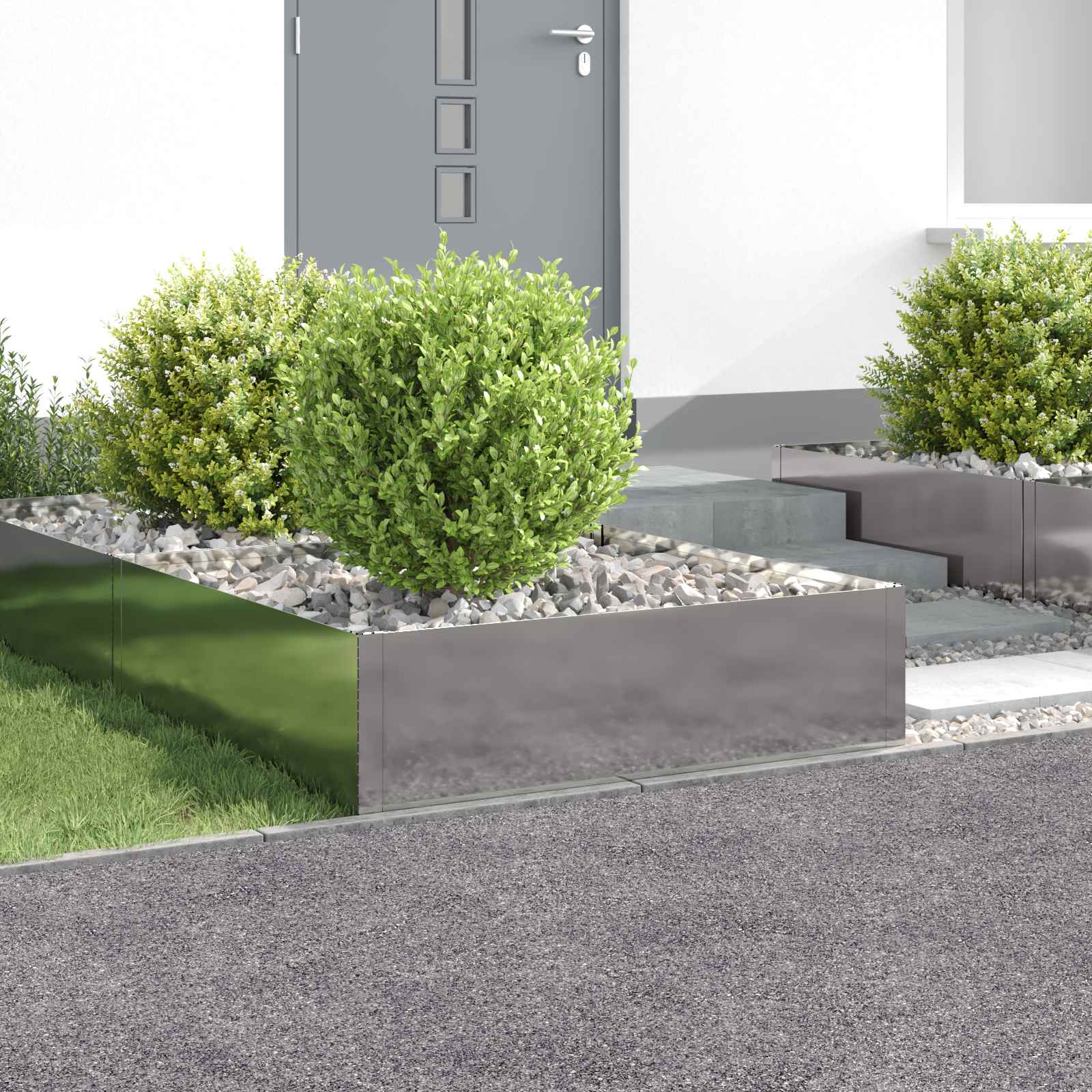 Raseneinfassung 4 stk. 100 x 100 x 35 cm Stahl Silber