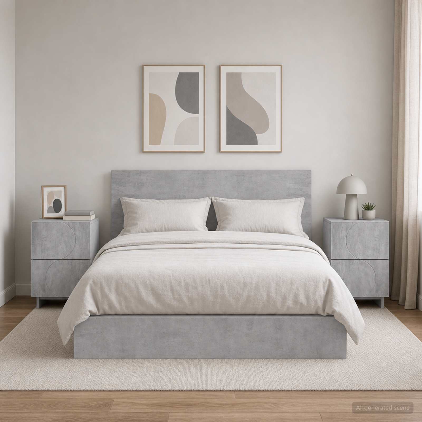 Nachttisch 2 stk. Betongrau 33,5 x 34,5 x 50 cm Holzwerkstoff