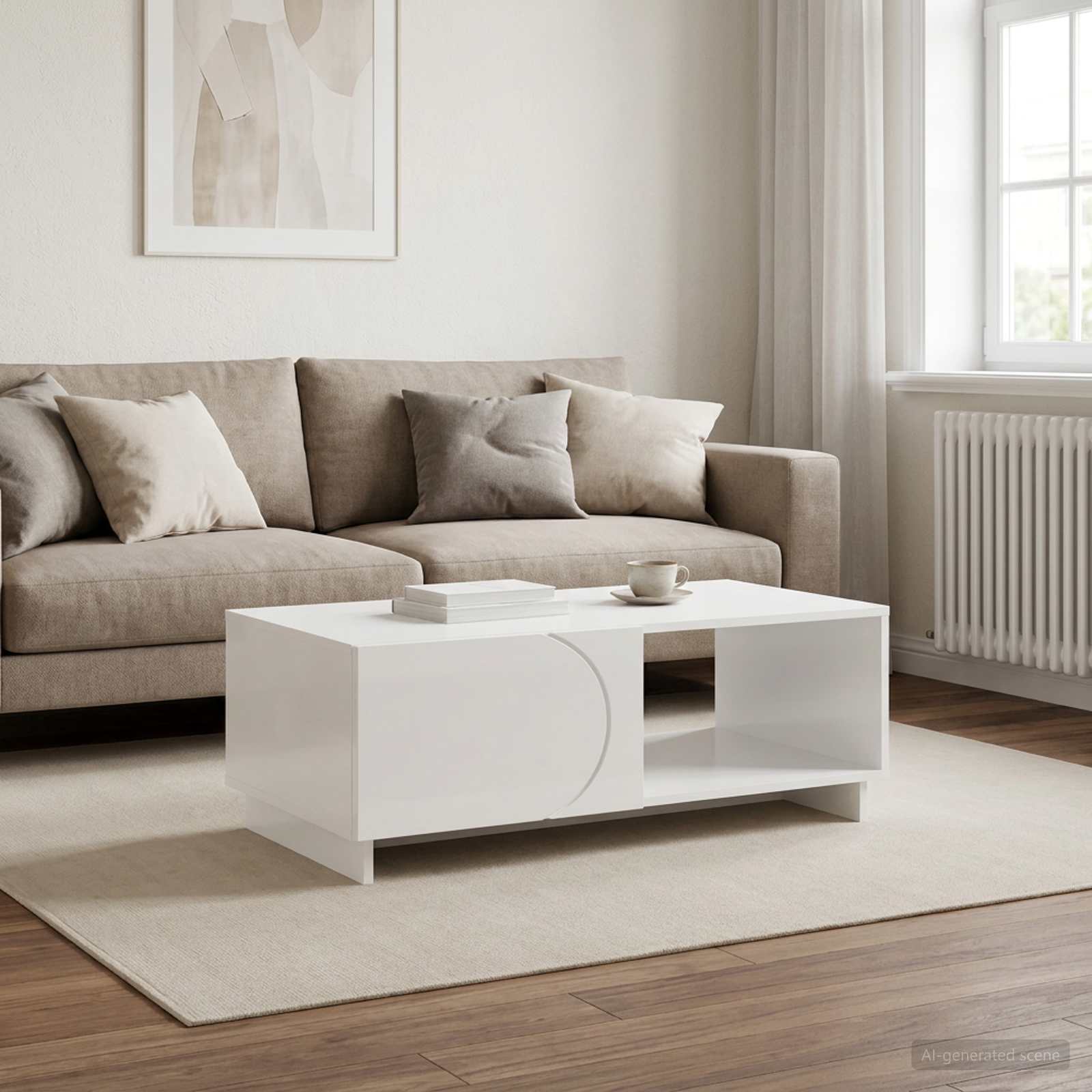 Couchtisch Hochglanz Weiß 95 x 50,5 x 35 cm Holzwerkstoff