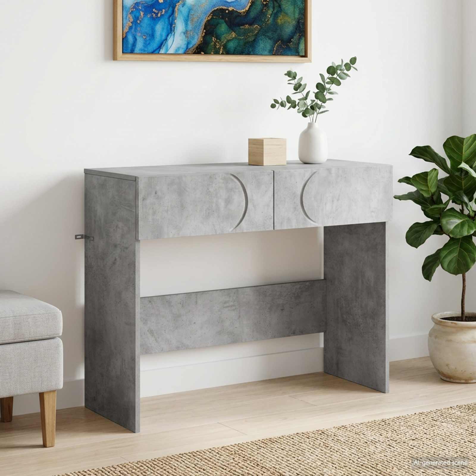 Konsolentisch Betongrau 96,5 x 38 x 75 cm Holzwerkstoff