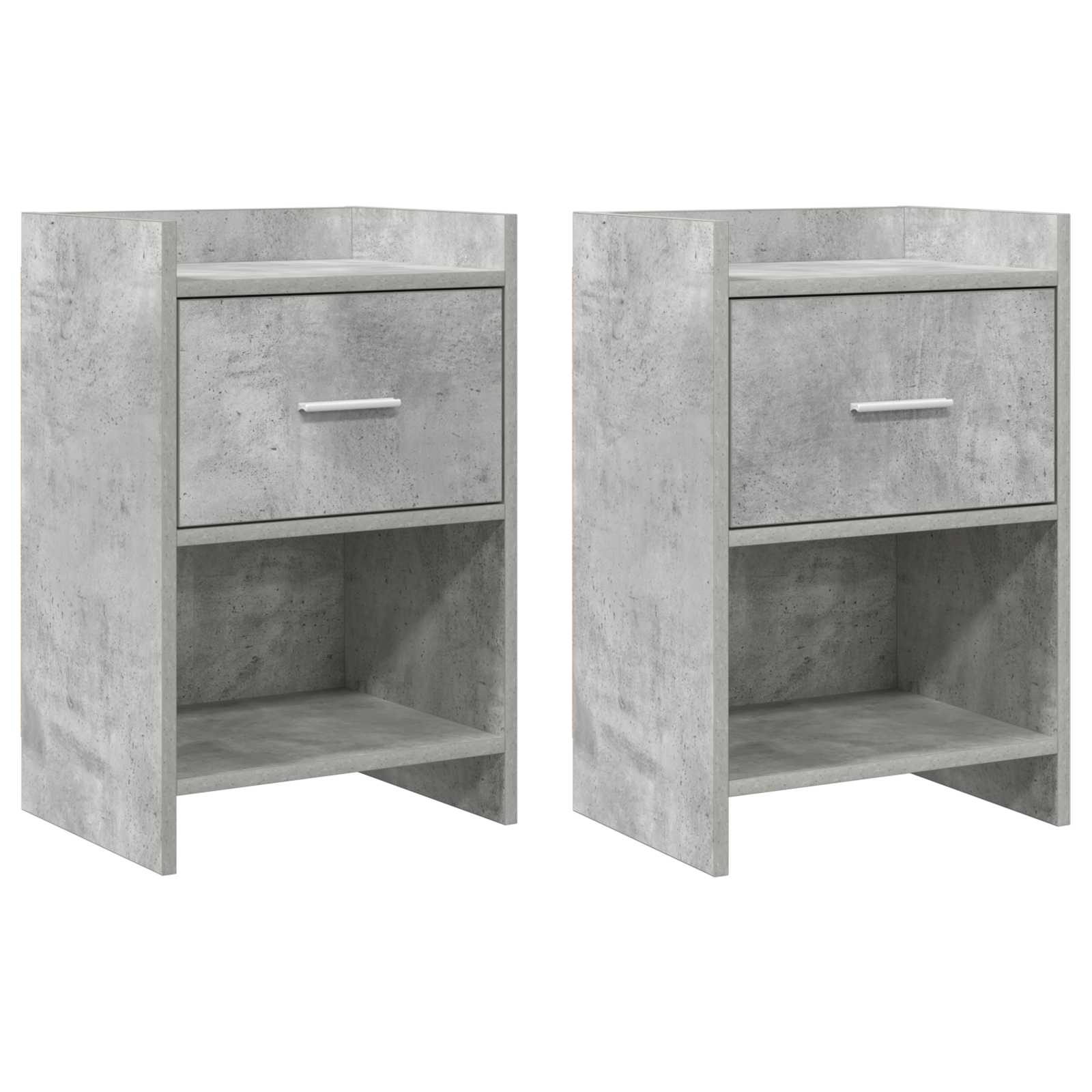Nachttische 2 stk. Betongrau 40 x 30 x 60 cm Holzwerkstoff