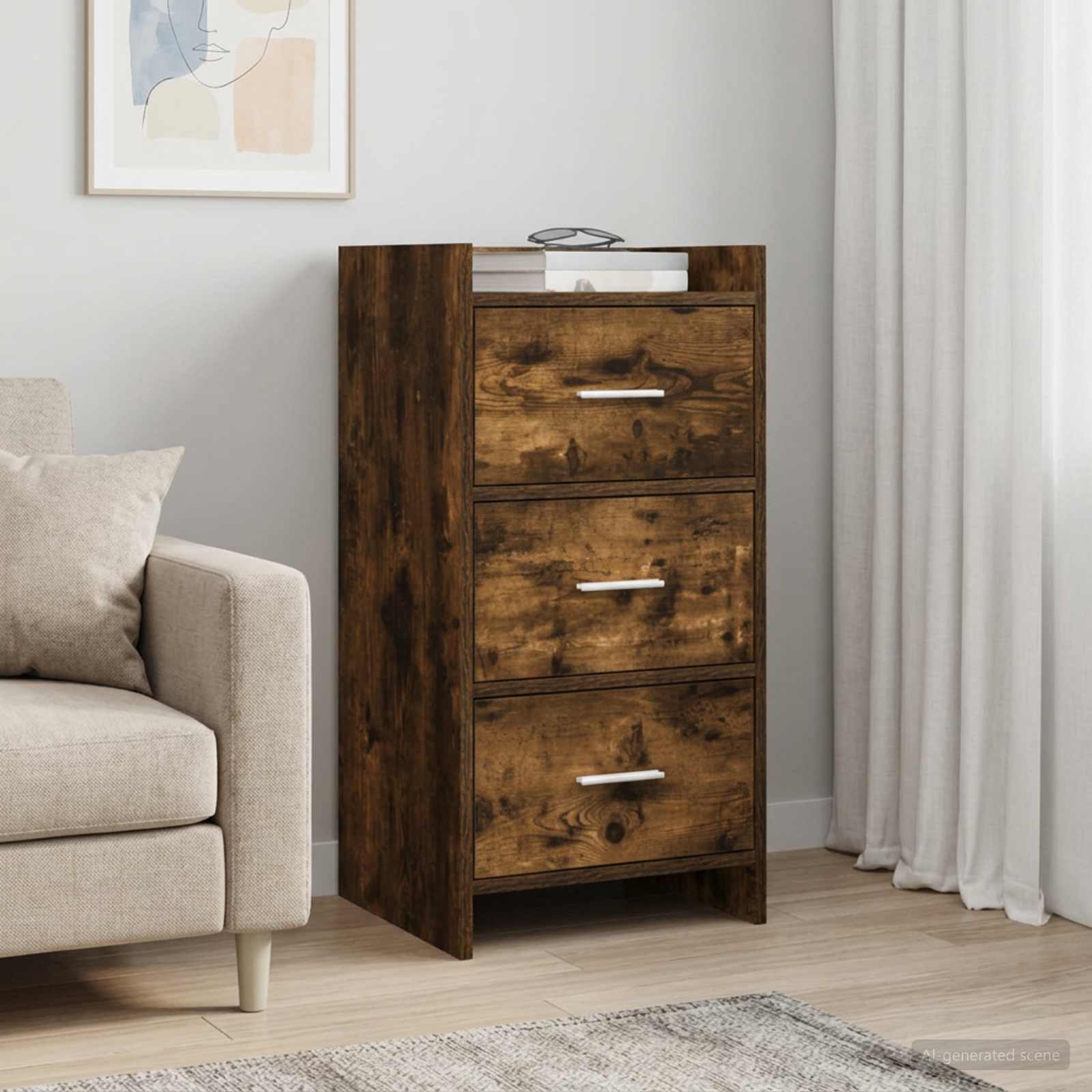 Sideboard Geräucherte Eiche 40 x 36 x 80 cm Holzwerkstoff