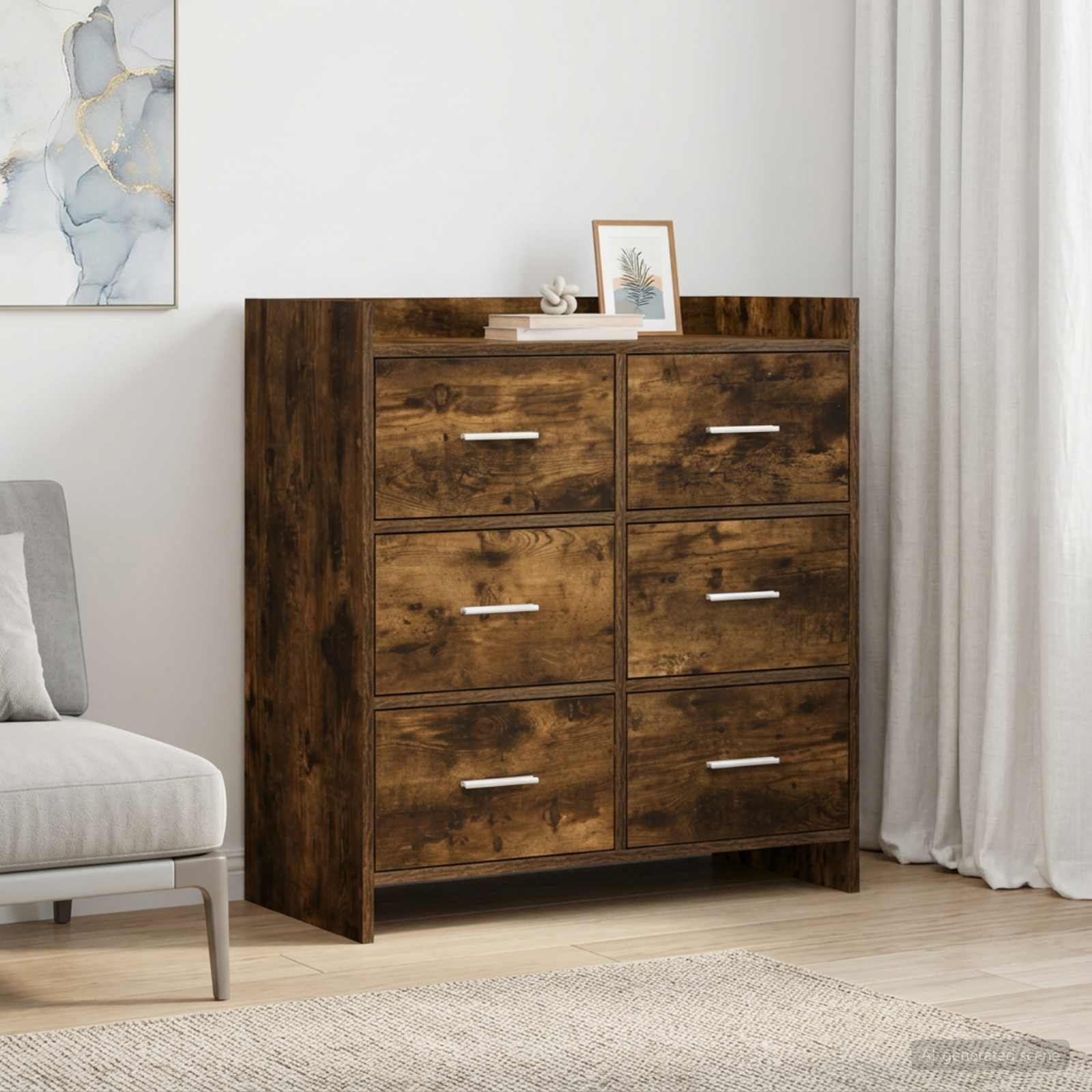 Sideboard Geräucherte Eiche 75 x 33 x 80 cm Holzwerkstoff