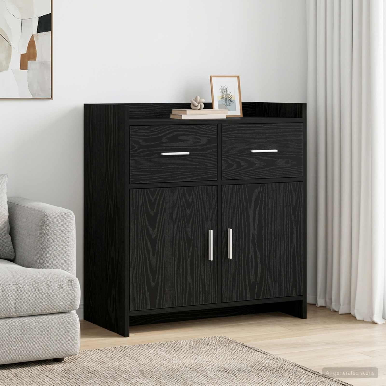 Sideboard Schwarze Eiche 75 x 36 x 80 cm Holzwerkstoff