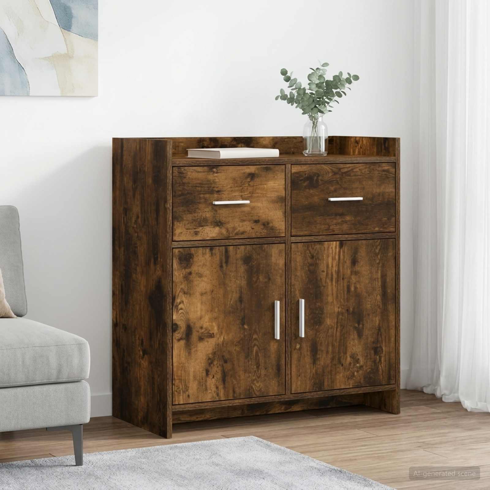 Sideboard Geräucherte Eiche 75 x 36 x 80 cm Holzwerkstoff