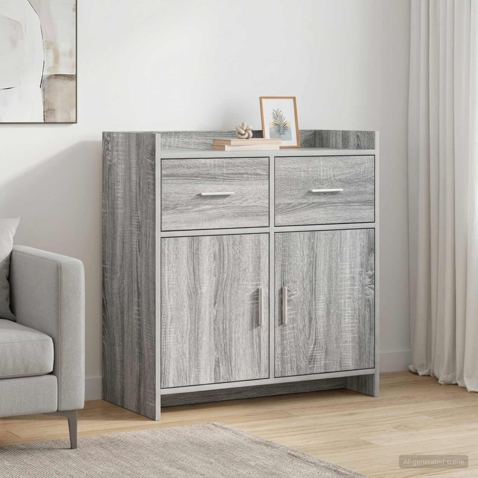 Sideboard Grau Sonoma 75 x 36 x 80 cm Holzwerkstoff