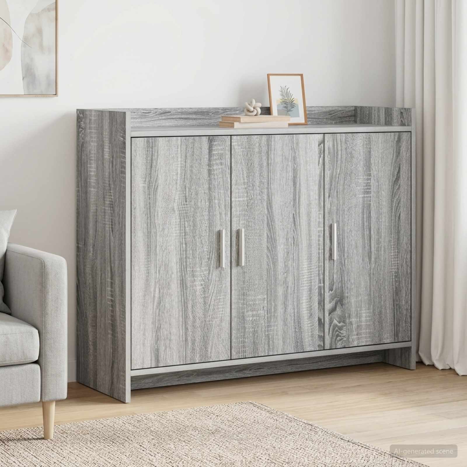 Sideboard Grau Sonoma 98,5 x 33 x 80 cm Holzwerkstoff