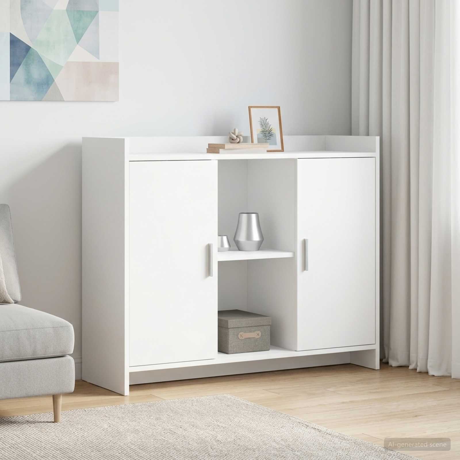 Sideboard Weiß 98,5 x 33 x 80 cm Holzwerkstoff