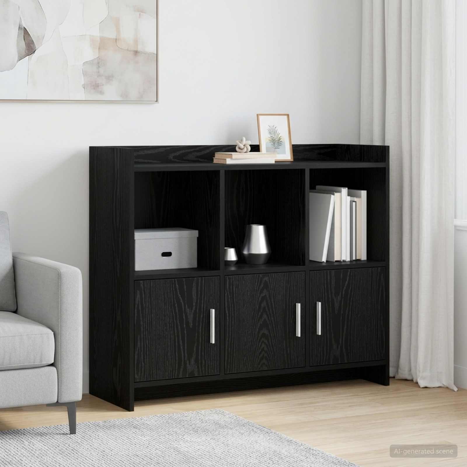 Sideboard Schwarze Eiche 98,5 x 33 x 80 cm Holzwerkstoff