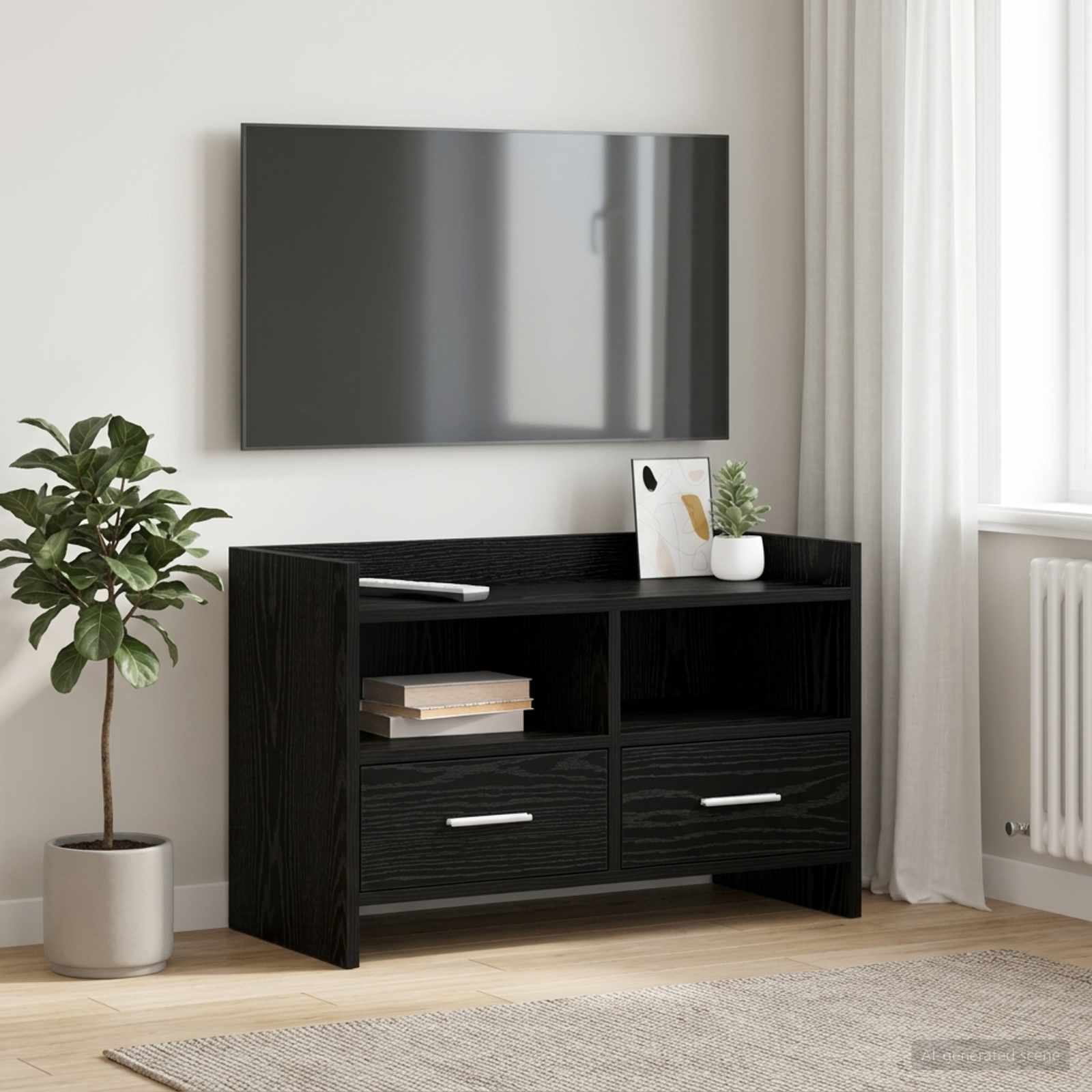 TV-Schränk 71,5 x 33 x 47 cm Schwarze Eiche Holzwerkstoff