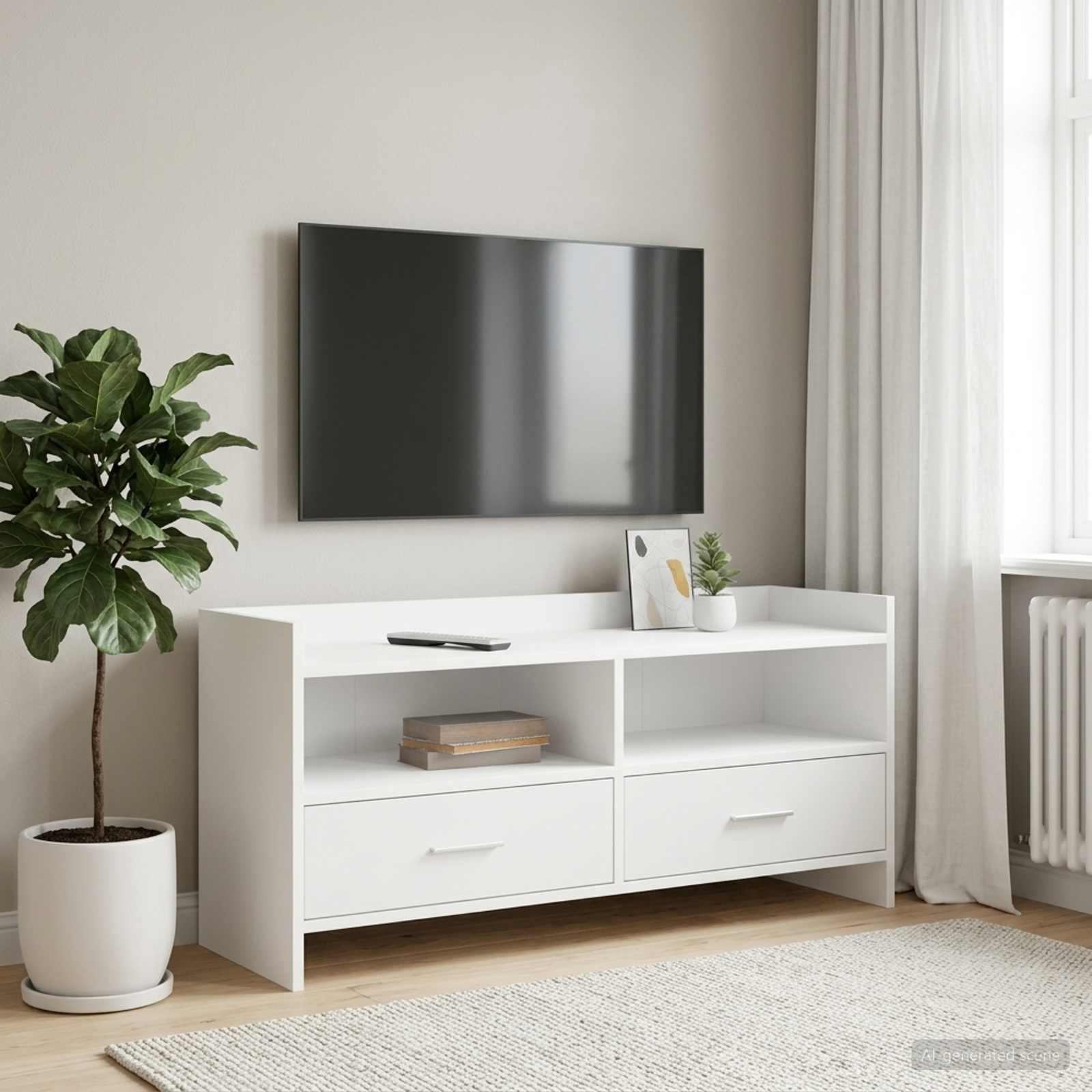 TV-Schränk 100 x 33 x 47 cm Weiß Holzwerkstoff