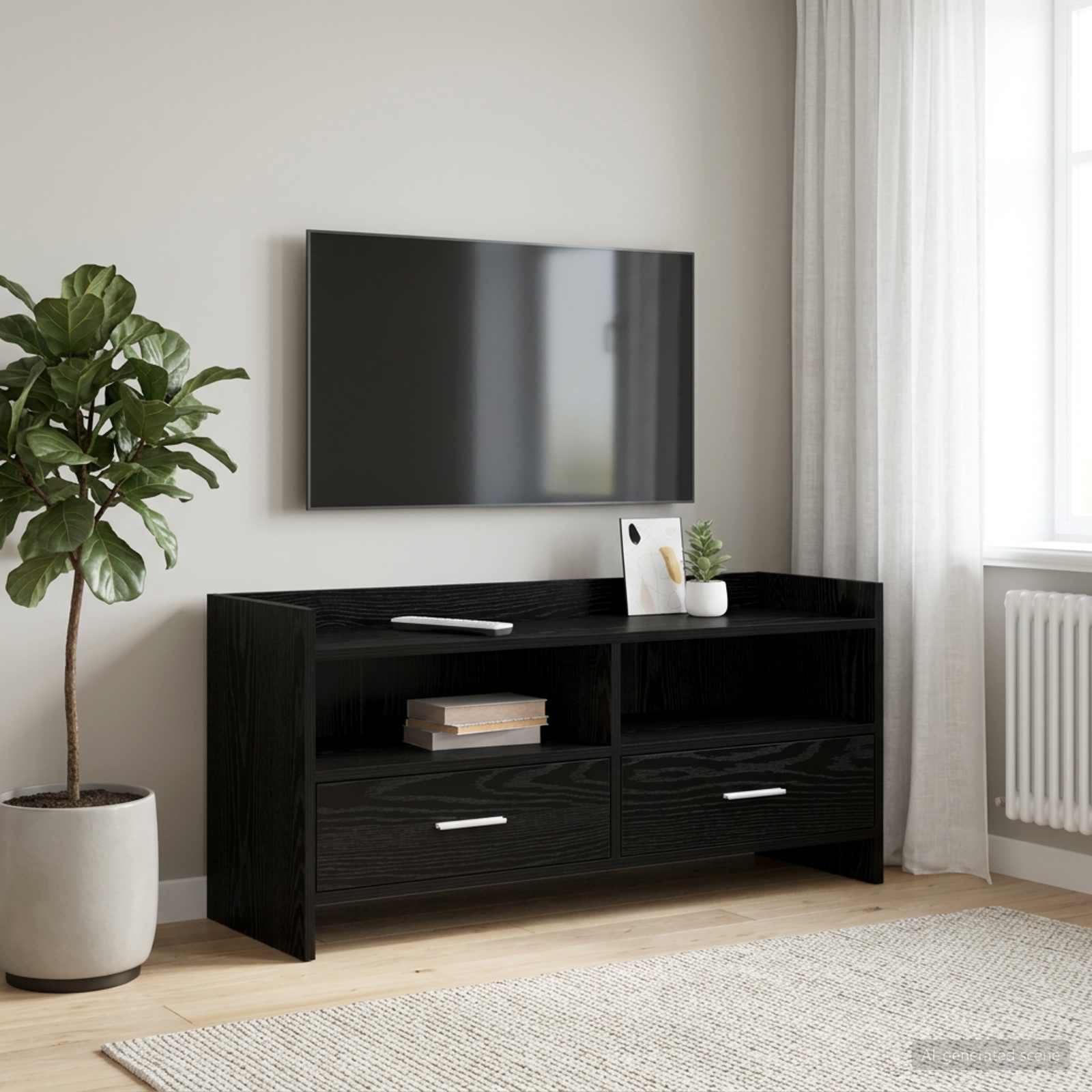 TV-Schränk 100 x 33 x 47 cm Schwarze Eiche Holzwerkstoff