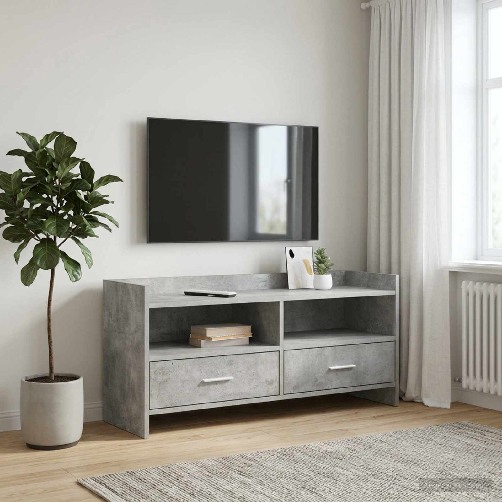 TV-Schränk 100 x 33 x 47 cm Betongrau Holzwerkstoff