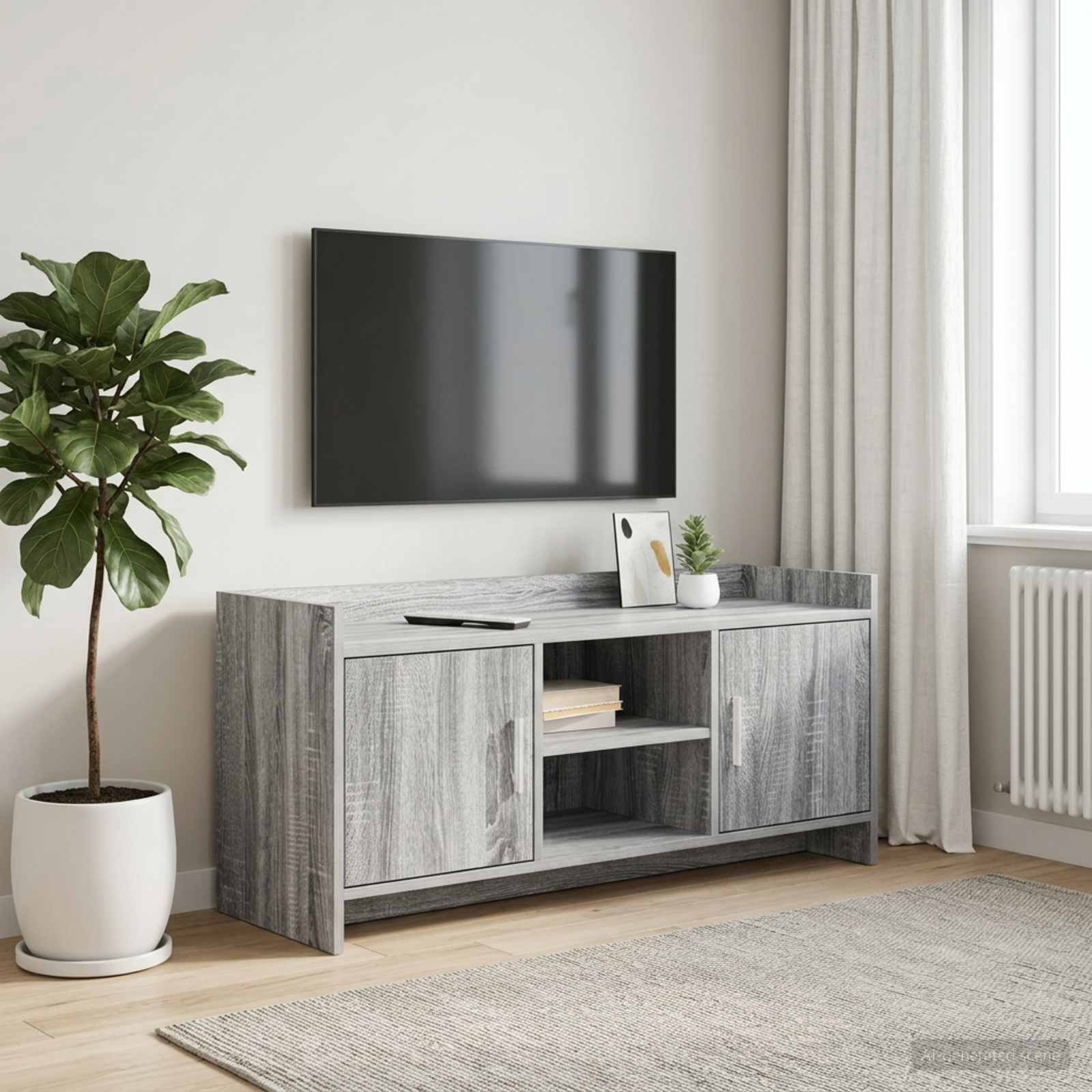 TV-Schränk 102 x 33 x 47 cm Grau Sonoma Holzwerkstoff