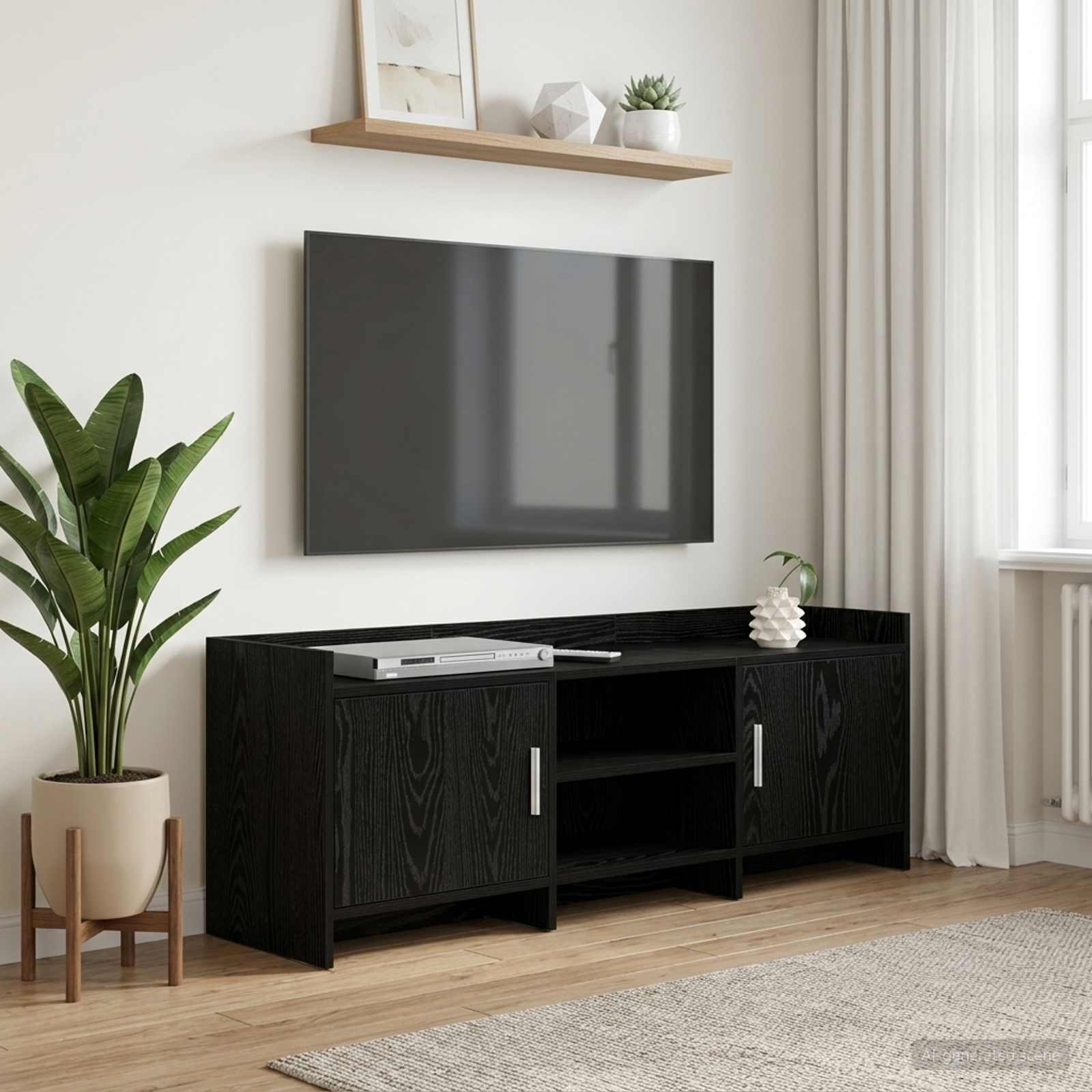TV-Schränk 130 x 33 x 47 cm Schwarze Eiche Holzwerkstoff