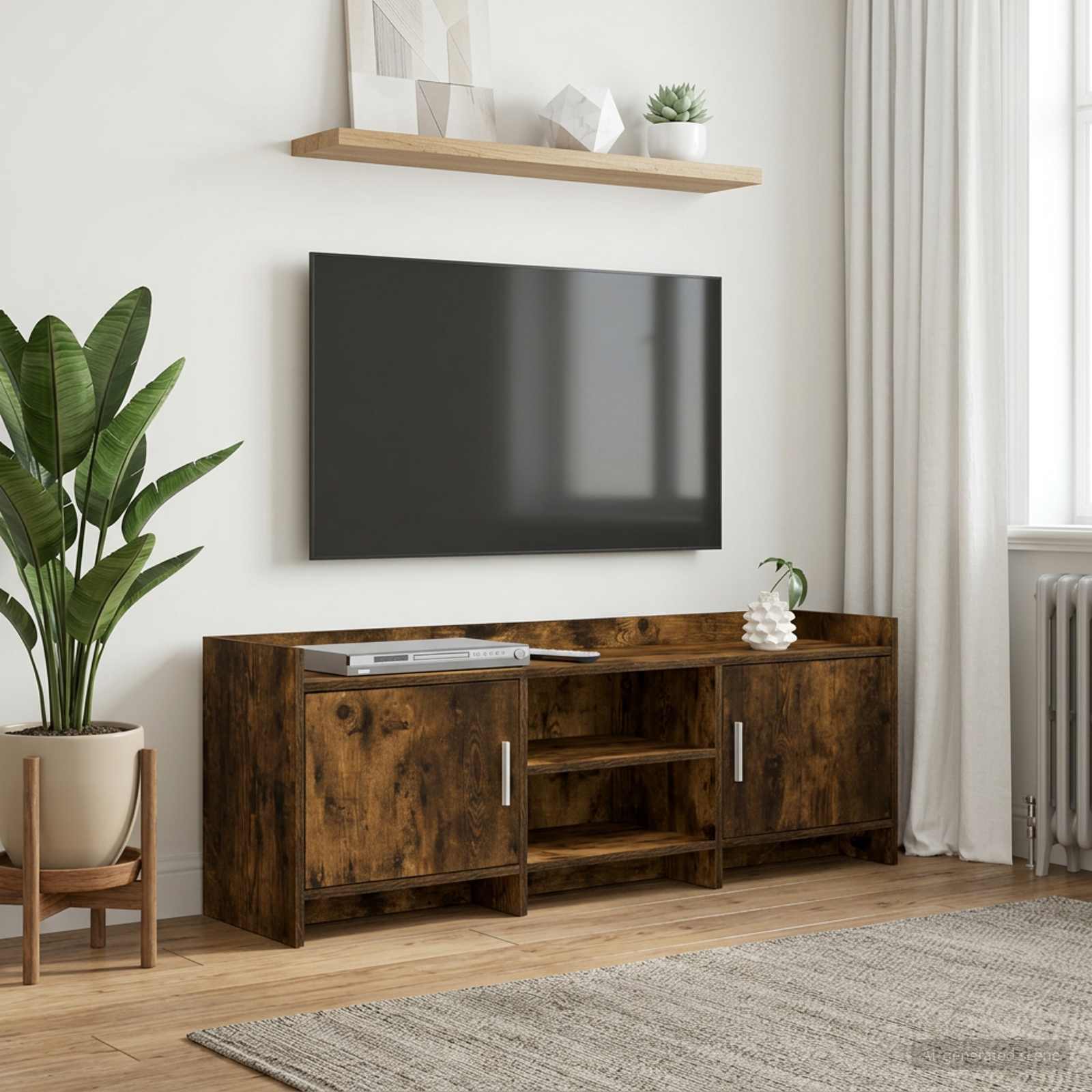 TV-Schränk 130 x 33 x 47 cm Geräucherte Eiche Holzwerkstoff