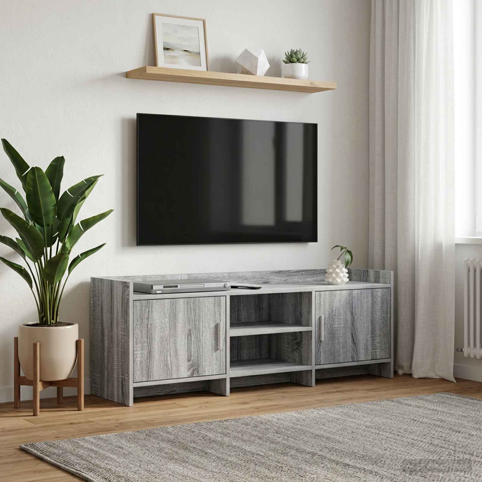 TV-Schränk 130 x 33 x 47 cm Grau Sonoma Holzwerkstoff