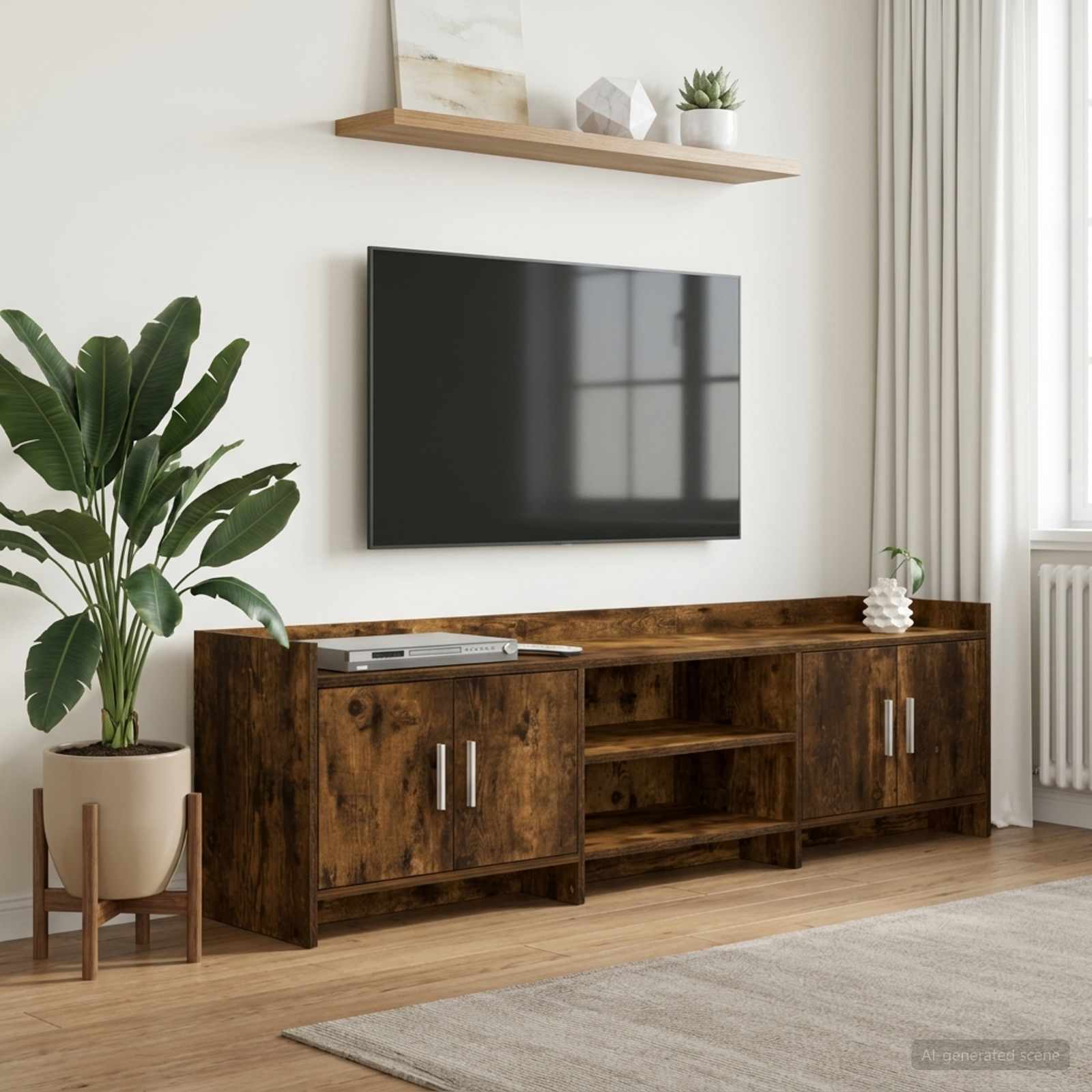 TV-Schränk 168 x 33 x 47 cm Geräucherte Eiche Holzwerkstoff