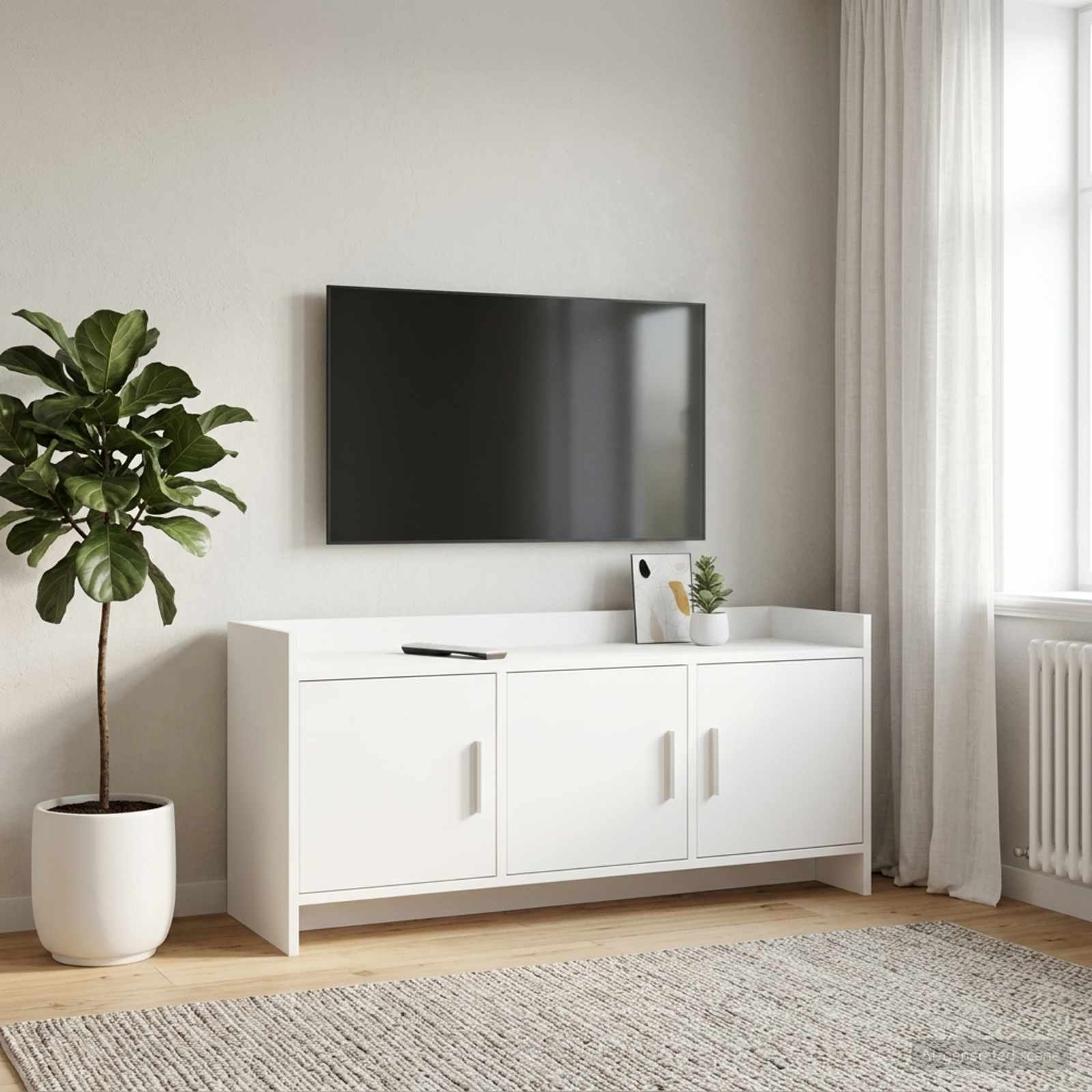 TV-Schränk 102 x 33 x 47 cm Weiß Holzwerkstoff