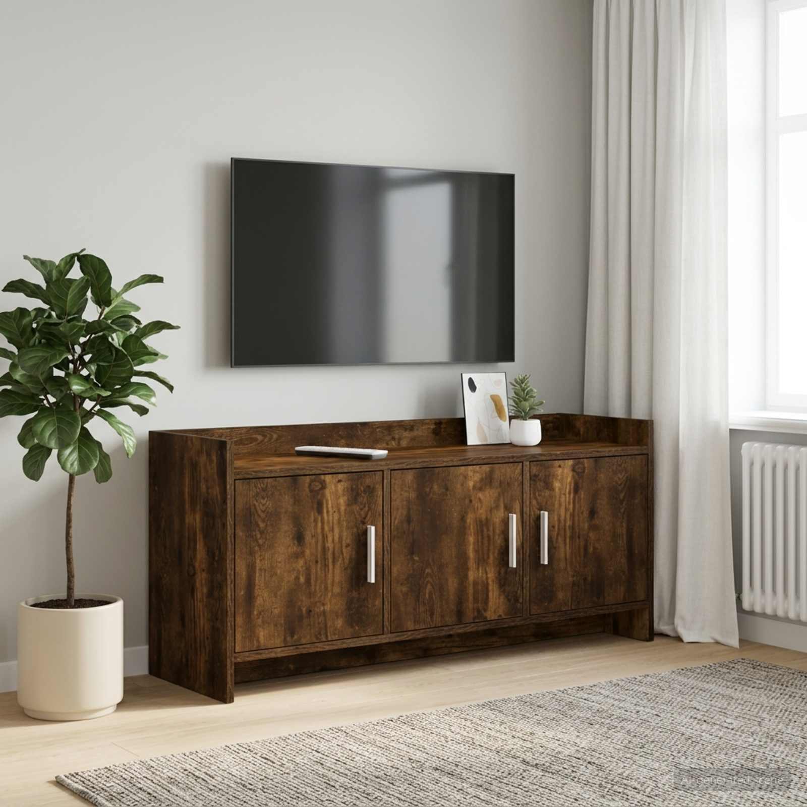 TV-Schränk 102 x 33 x 47 cm Geräucherte Eiche Holzwerkstoff
