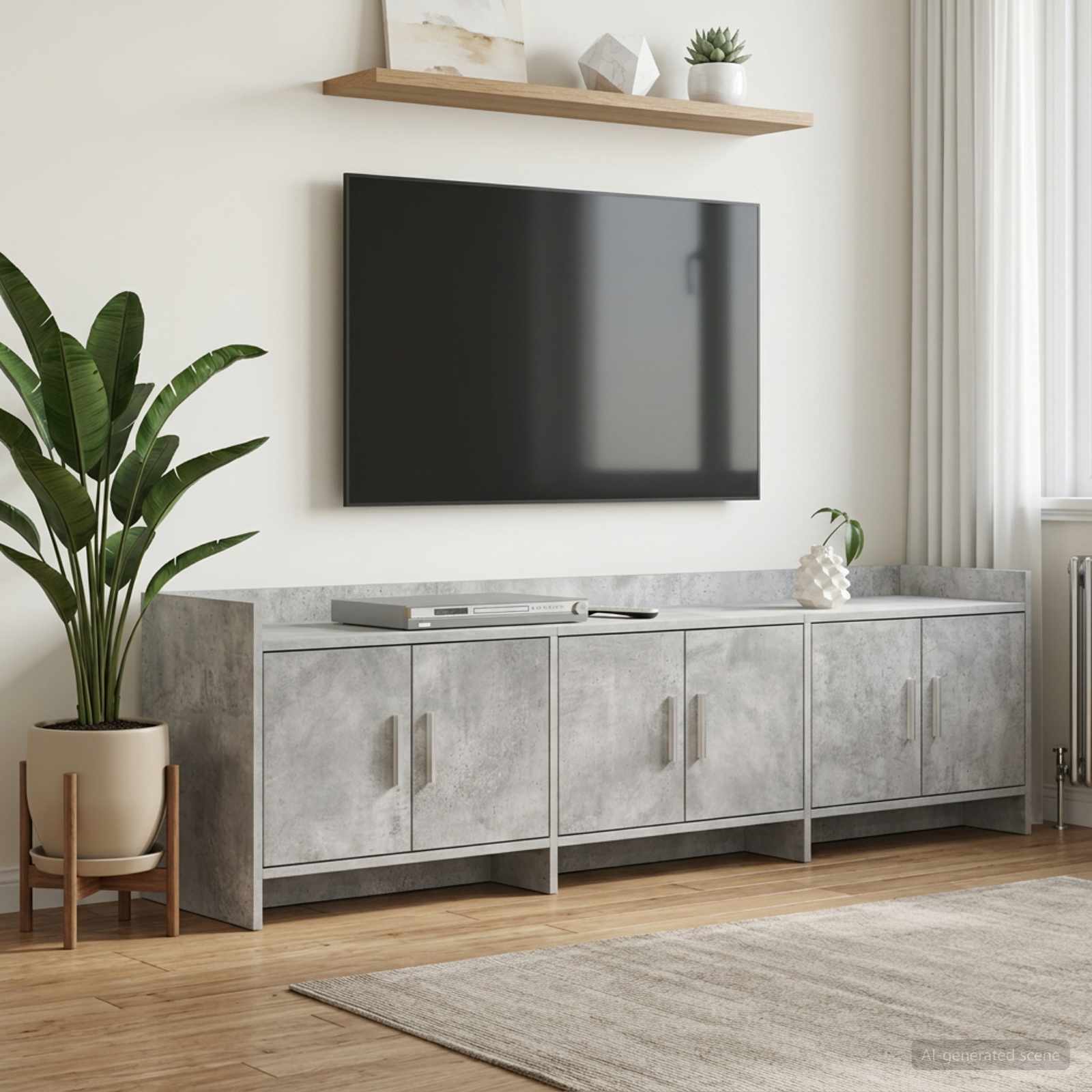 TV-Schränk 168 x 33 x 47 cm Betongrau Holzwerkstoff