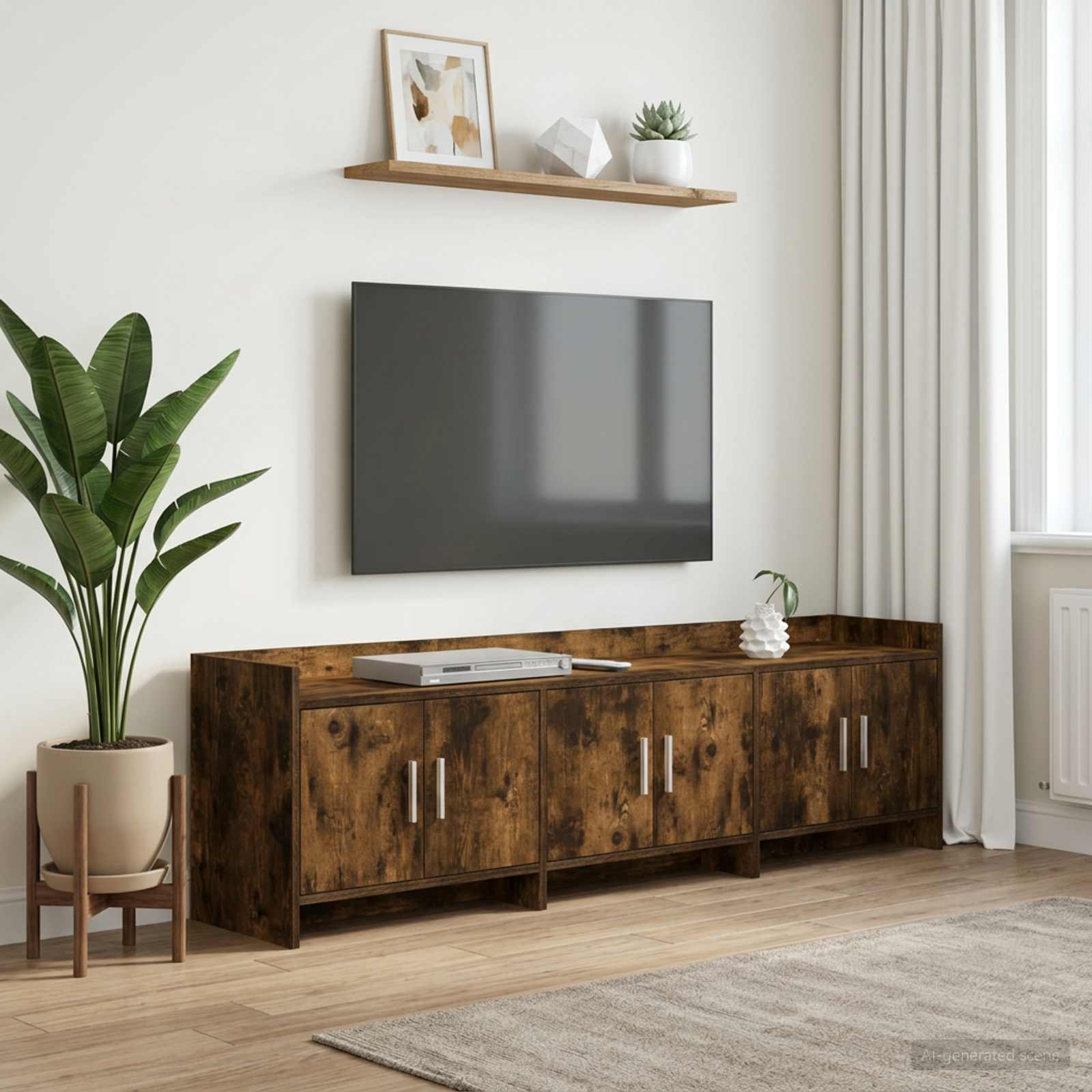 TV-Schränk 168 x 33 x 47 cm Geräucherte Eiche Holzwerkstoff