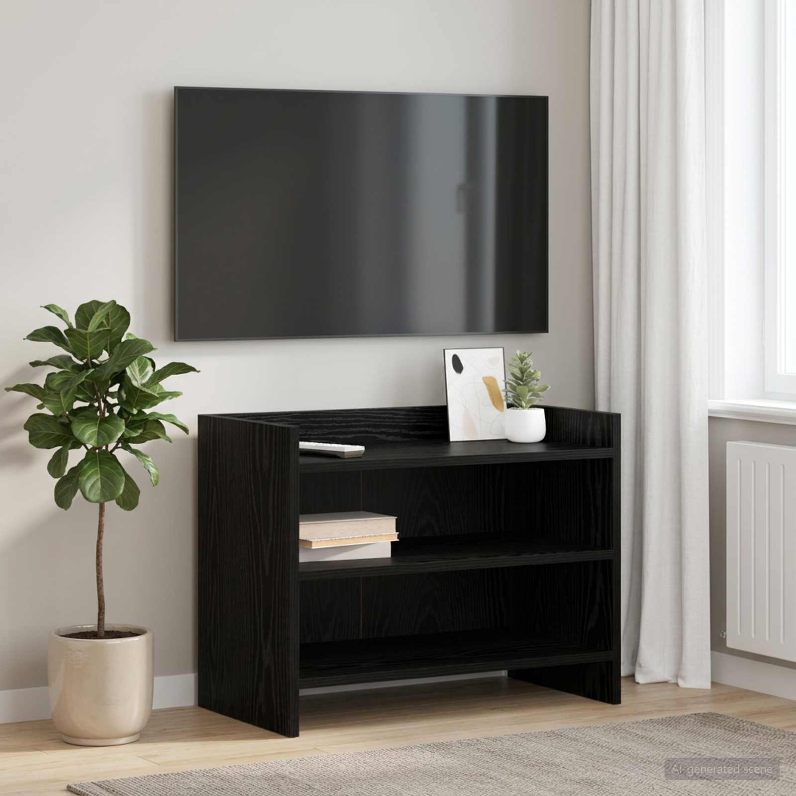TV-Schränk 60 x 33 x 47 cm Schwarze Eiche Holzwerkstoff