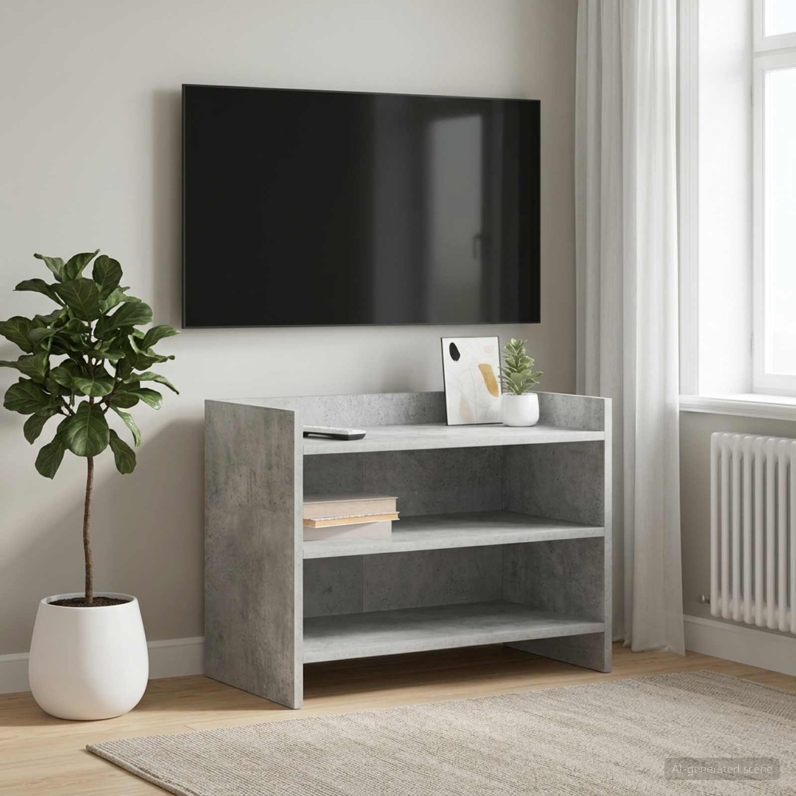 TV-Schränk 60 x 33 x 47 cm Betongrau Holzwerkstoff
