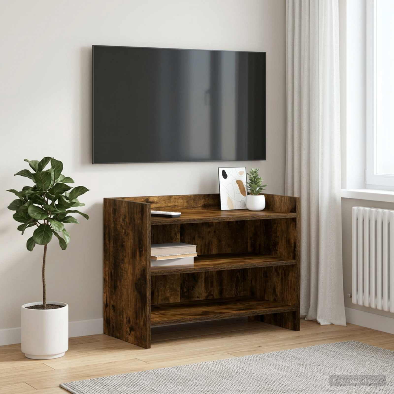 TV-Schränk 60 x 33 x 47 cm Geräucherte Eiche Holzwerkstoff